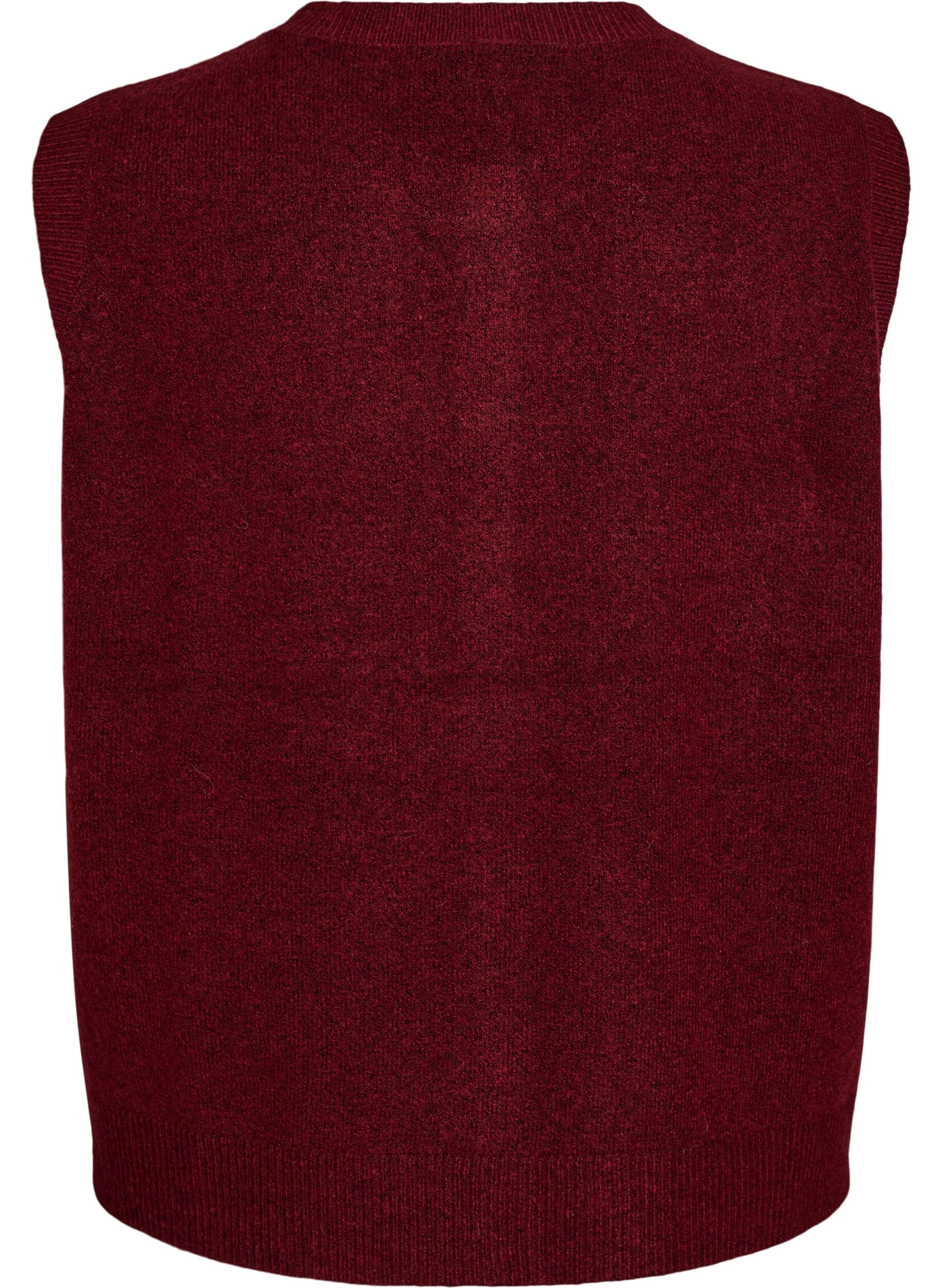 ZizzifashionKnitted vest with decorative buttons, Dark Bordeaux, Packshot image number 1