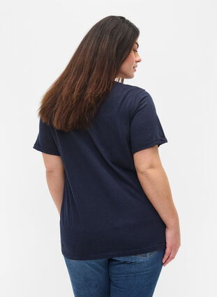 Cotton t-shirt with short sleeves, Navy Blazer, Model image number 1