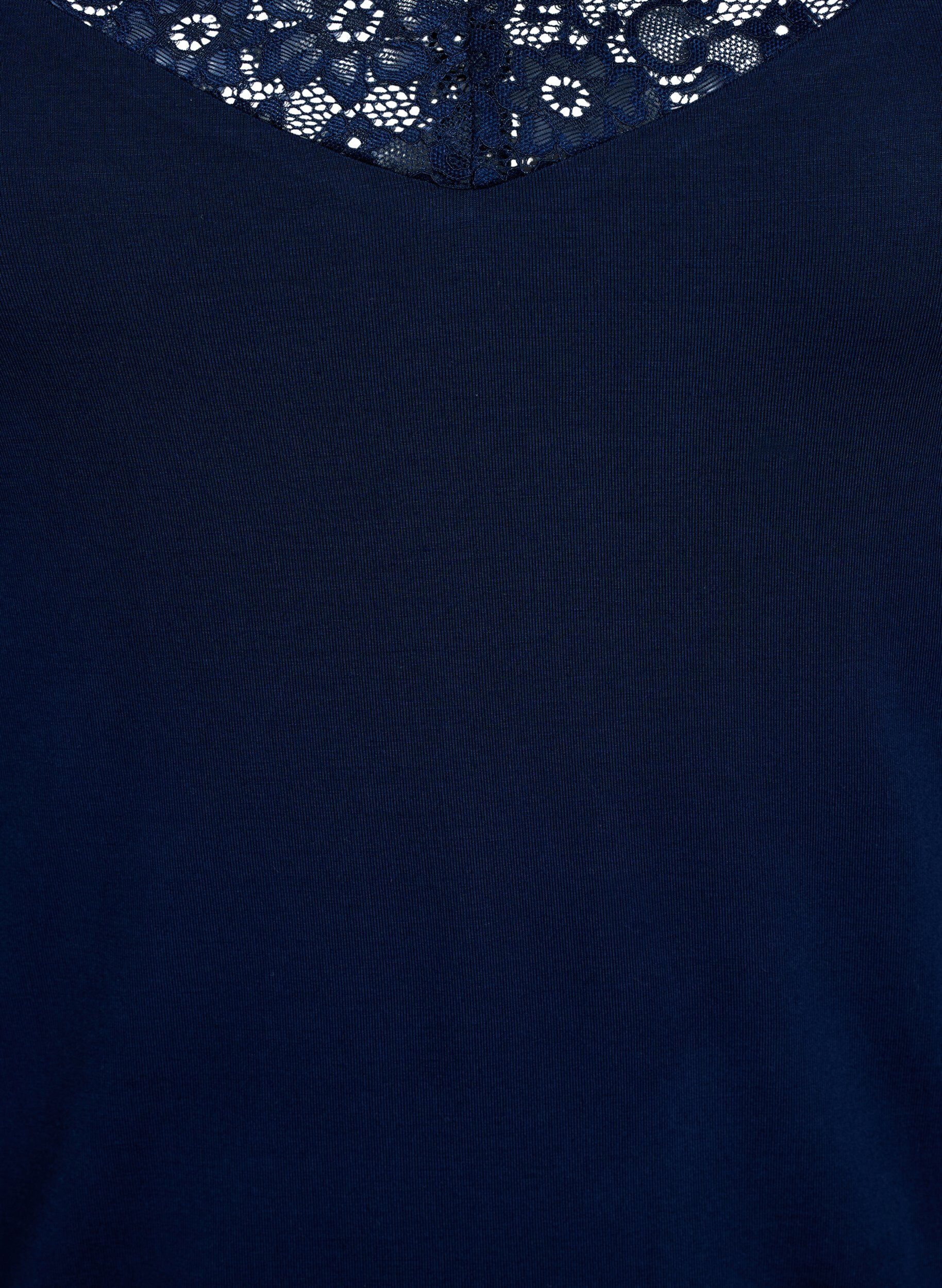 ZizzifashionViscose top with lace trim, Blue, Packshot image number 2