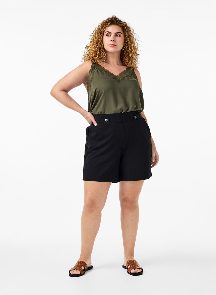 Lace top in viscose, Thyme, Model image number 2