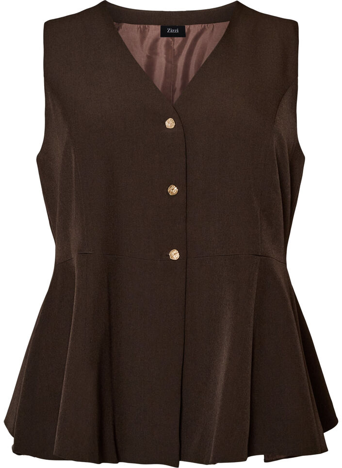 Pinstriped waistcoat with peplum, Brown, Packshot image number 0