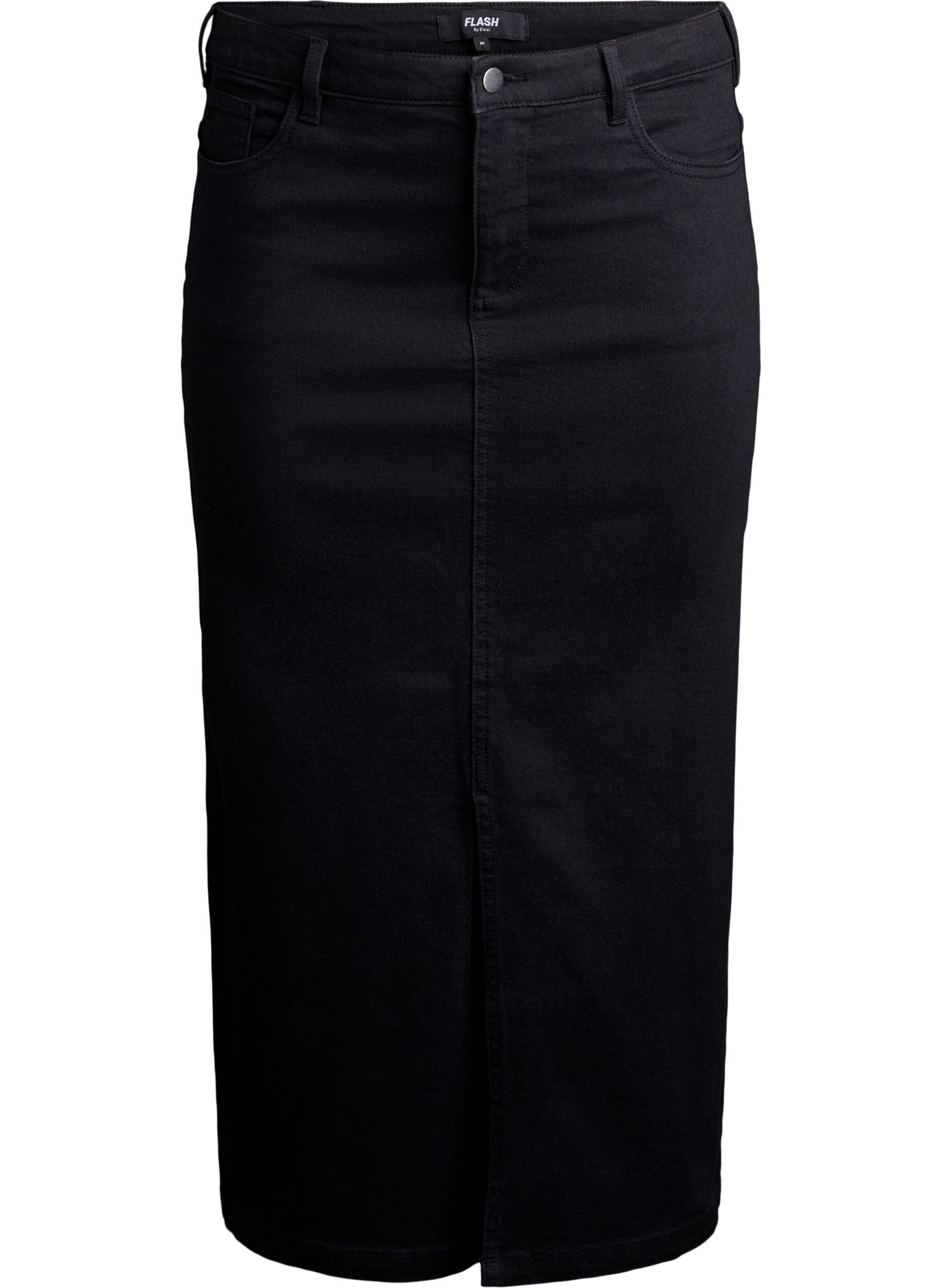 FLASH - Midi denim skirt with a front slit