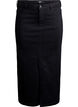 FLASH - Midi denim skirt with a front slit, Black, Packshot image number 0