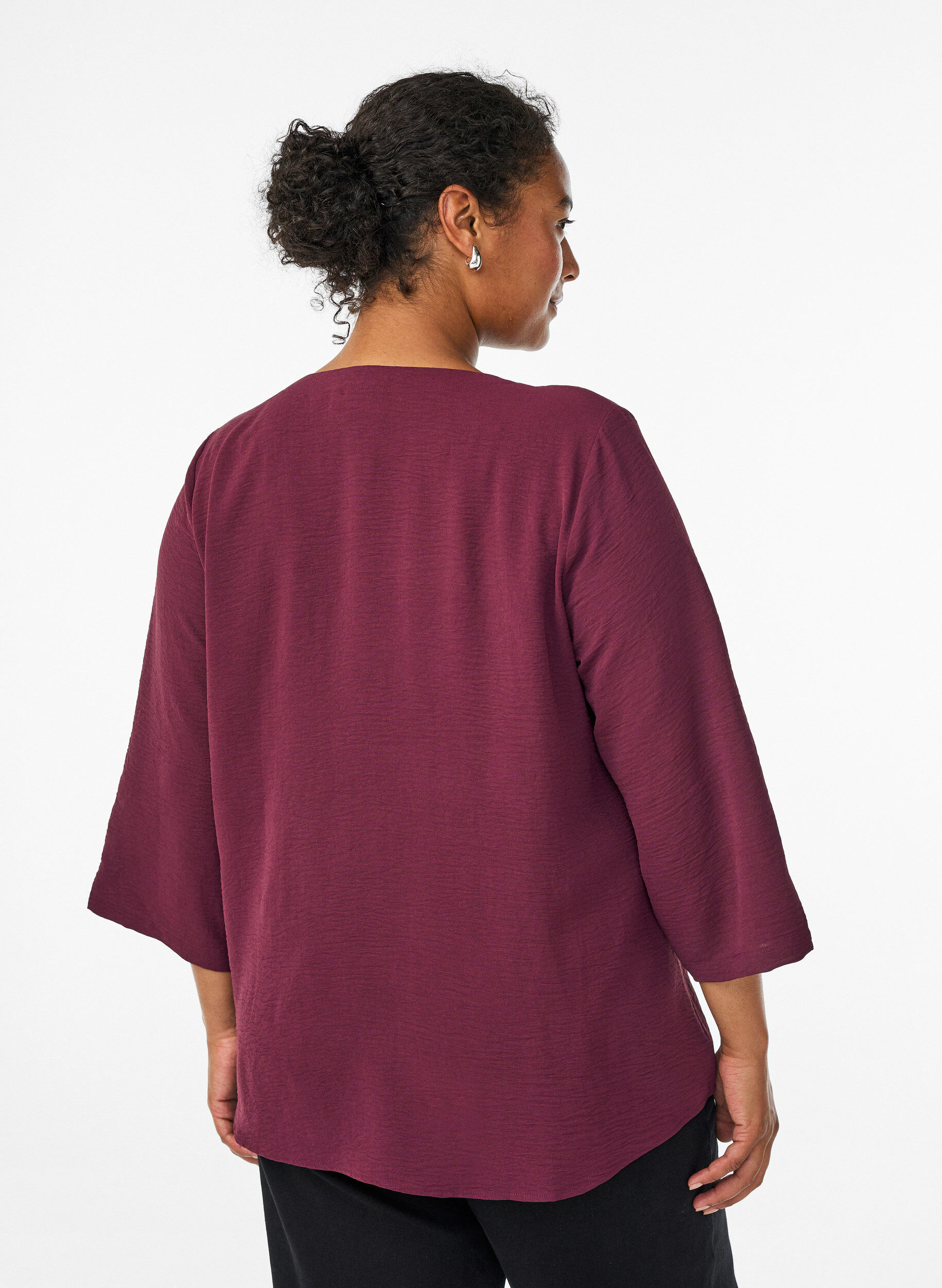 ZizzifashionBlouse with 3/4 sleeves, Dark Bordeaux, Model image number 2