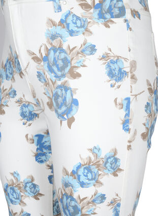 Amy high waist capri jeans with floral print, White B.AOP, Packshot image number 2