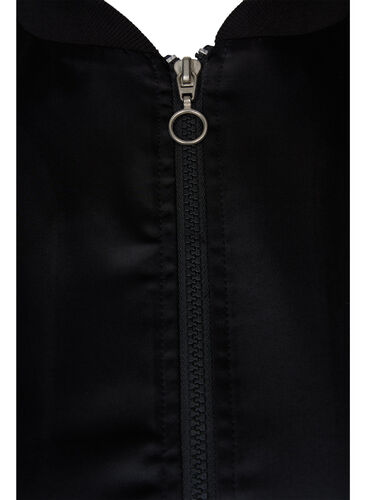 Bomber jacket with zipper and strings, Black, Packshot image number 2