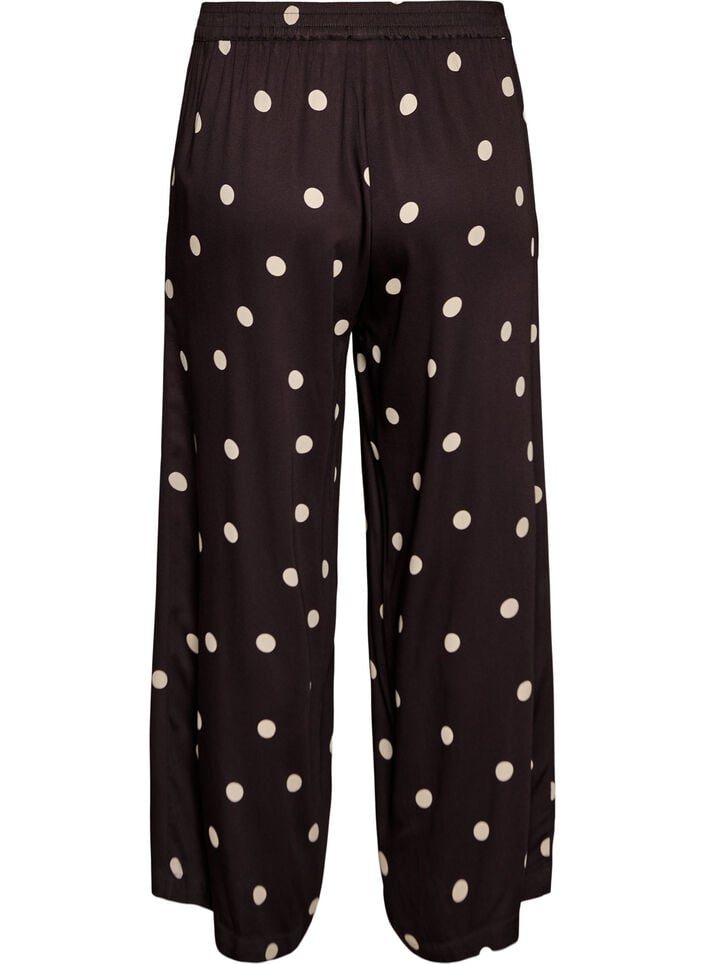 Viscose trousers with polka dots and wide legs, Brown, Packshot