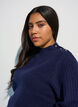 Ribbed jumper with puff sleeves and buttons, Blue, Model image number 3