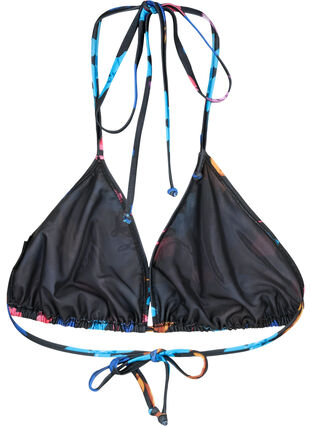 Triangle bikini bra with print, Black Flower AOP, Packshot image number 1