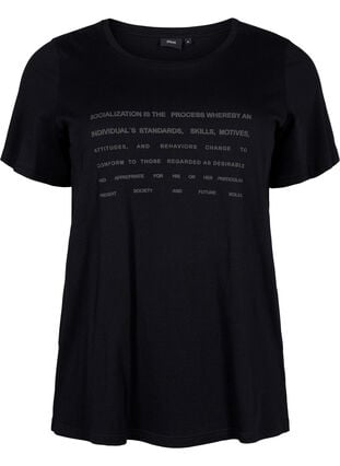 T-shirt with text motif, Black W. Black, Packshot image number 0