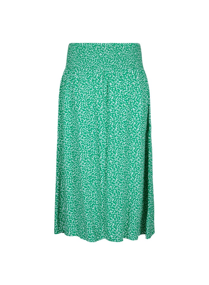FLASH - Viscose maxi skirt with smocking, Green, Packshot image number 1