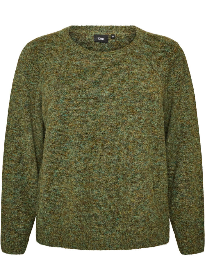 Loose round neck jumper, Green, Packshot image number 0