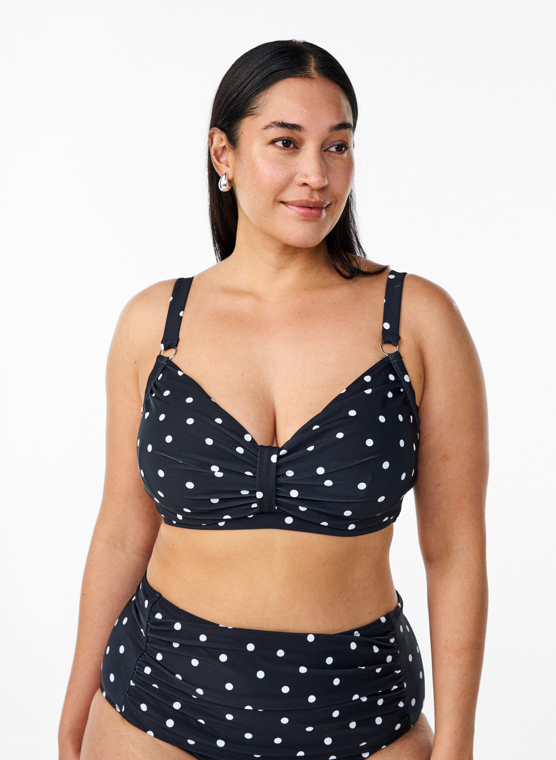 ZizzifashionBikini top with underwire and pattern, Black, Model image number 0