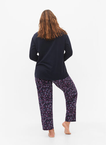 Cotton pajama pants with print, Night Sky Ditsy AOP, Model image number 1