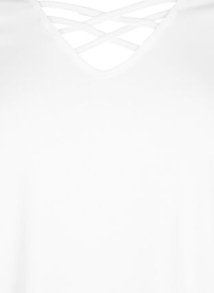 T-shirt with v-neck and cross detail, Warm Off-white, Packshot image number 2