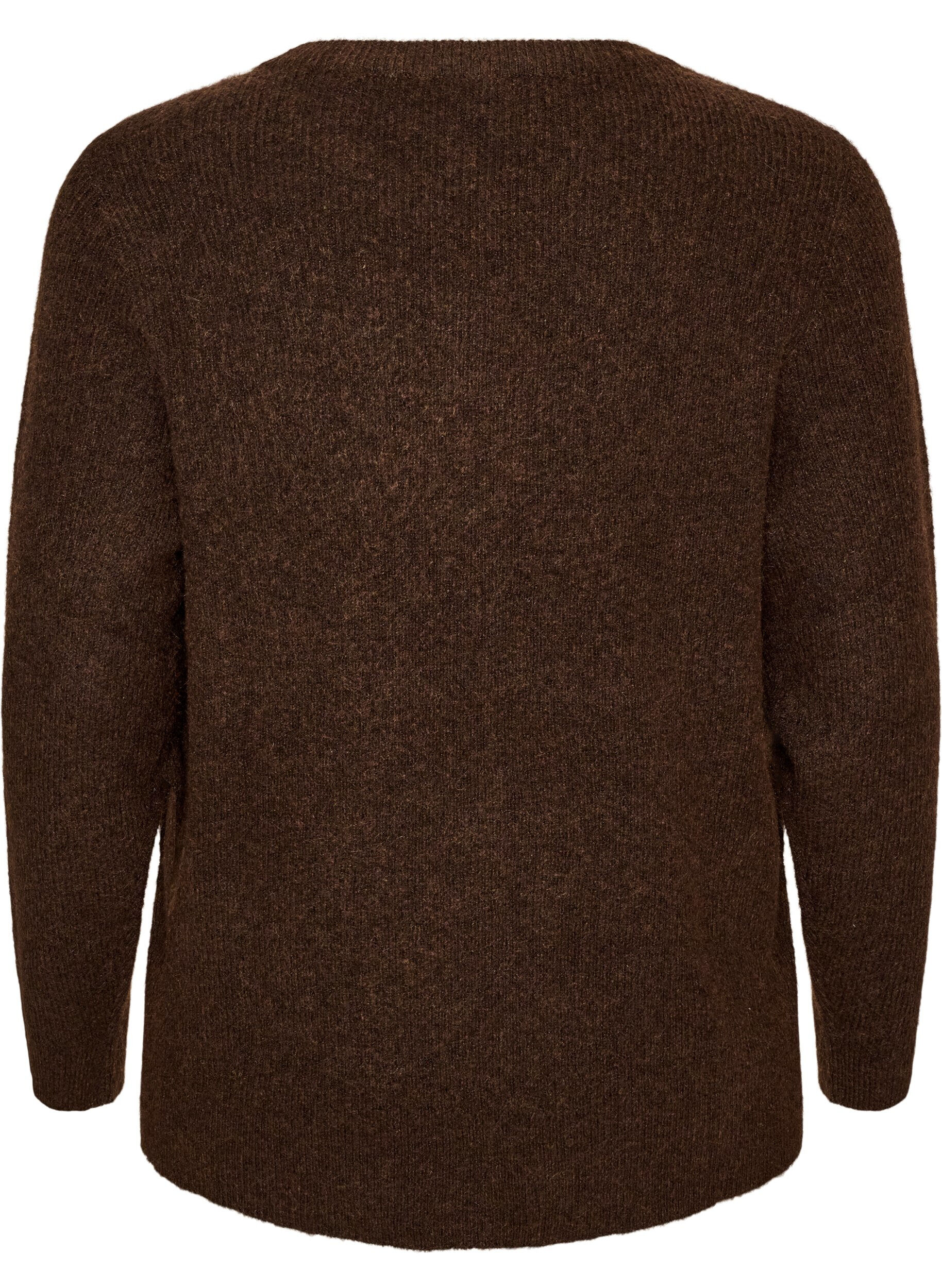 ZizzifashionMelange knit blouse with round neck, Brown, Packshot image number 1