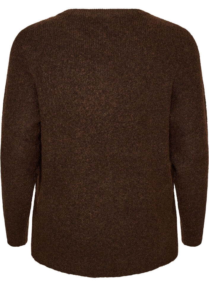 Melange knit blouse with round neck, Brown, Packshot image number 1
