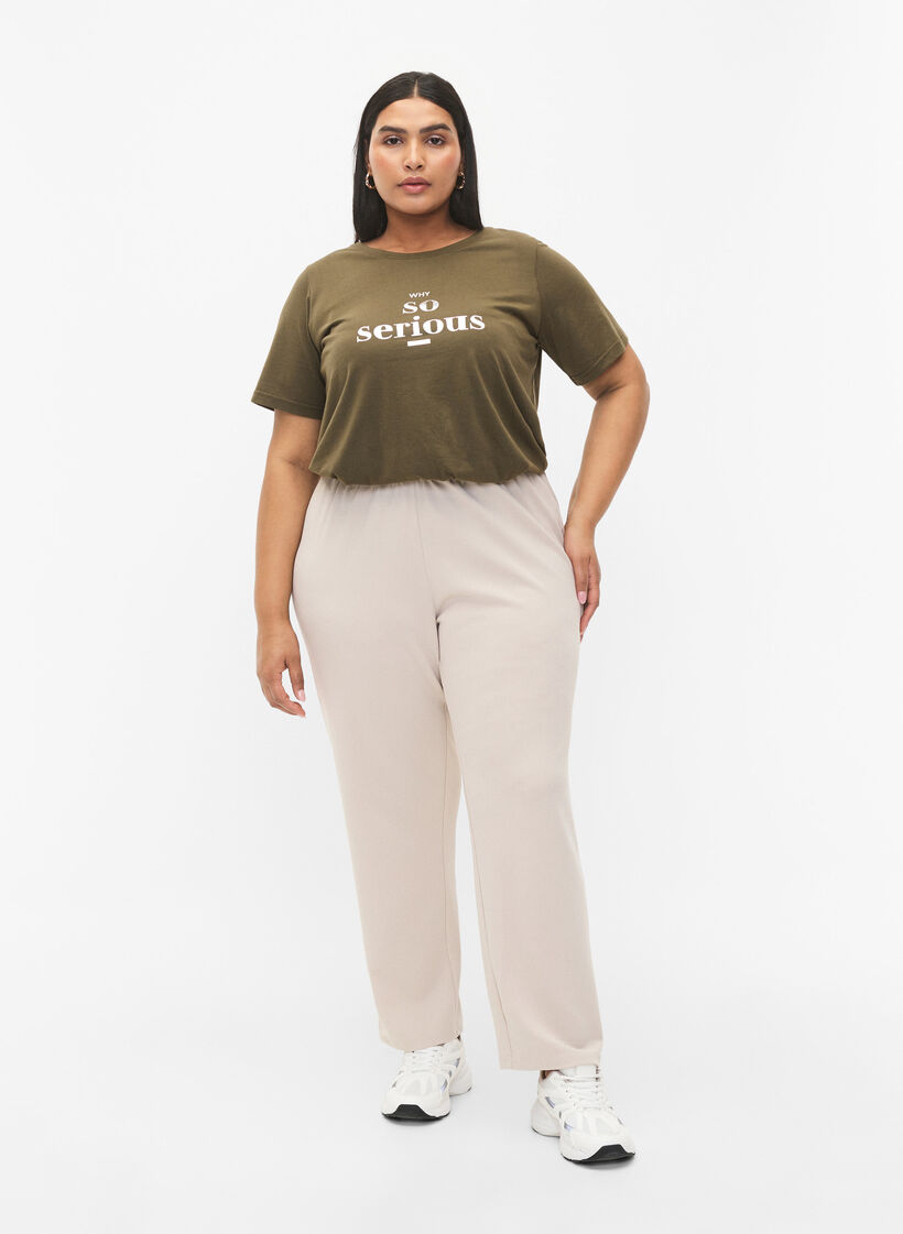 Trousers with straight fit, Beige, Model image number 0
