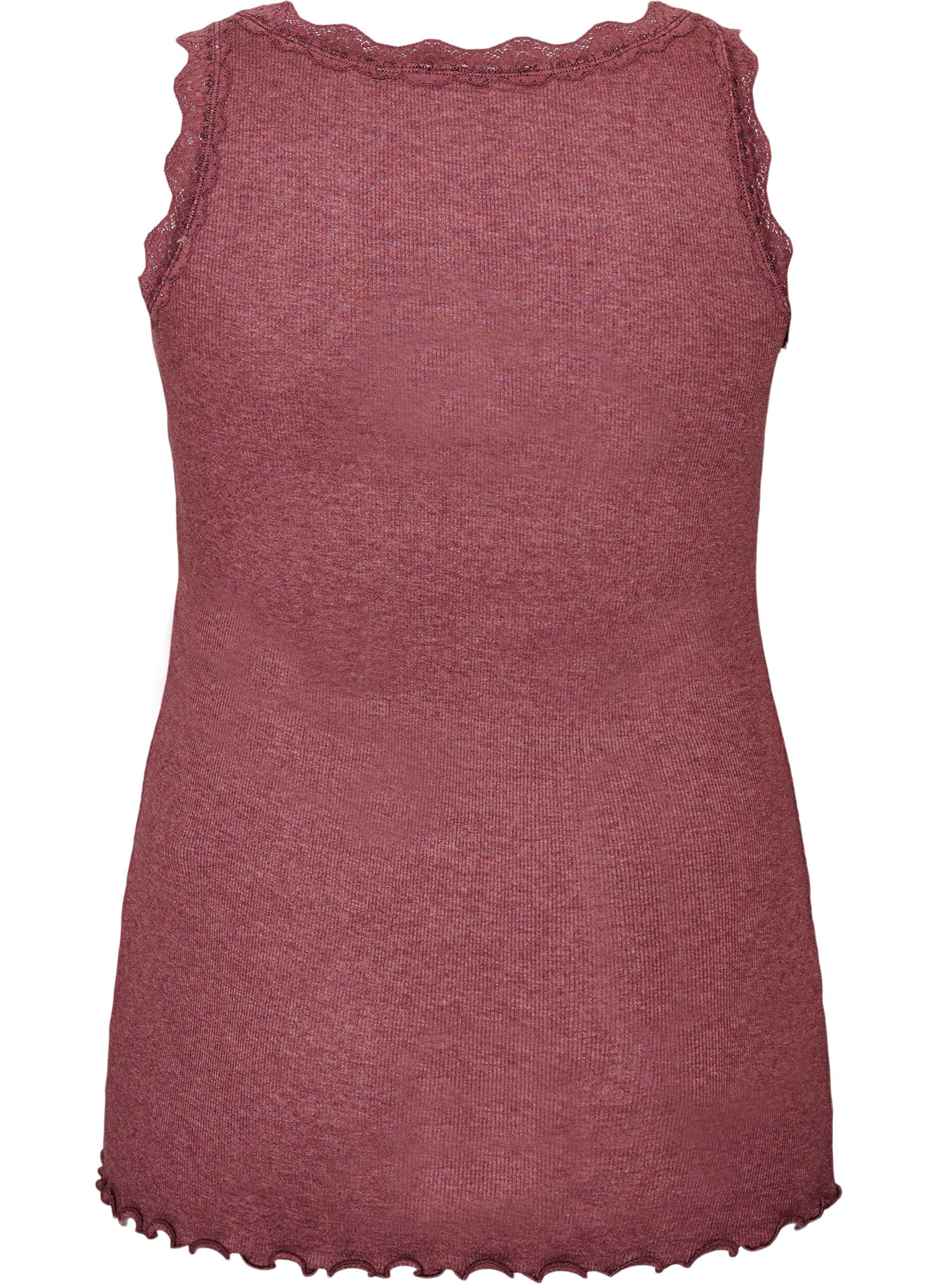 ZizzifashionRibbed top with lace trim, Red, Packshot image number 1
