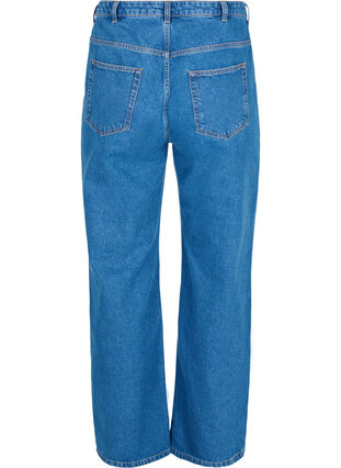 High-waisted straight leg jeans, Blue denim, Packshot image number 1