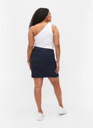 Close-fitting skirt with button details, Navy, Model image number 1