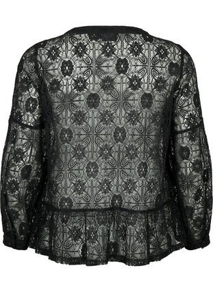 Lace blouse with tie detail, Black, Packshot image number 1