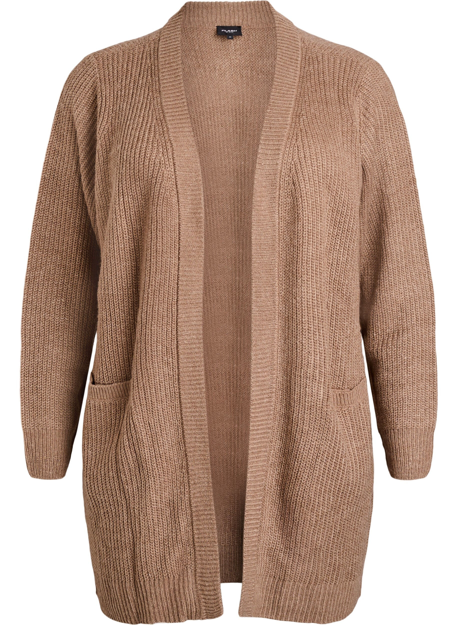 FLASH - Long rib knit cardigan with pockets