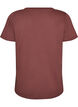 Cotton T-shirt with front print and V-neck, Red, Packshot image number 1