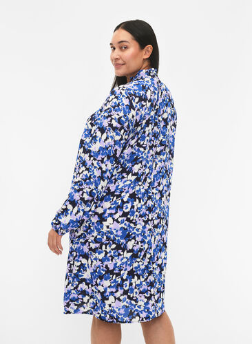 FLASH - Long sleeve dress with print, Blue Purple Flower, Model image number 1