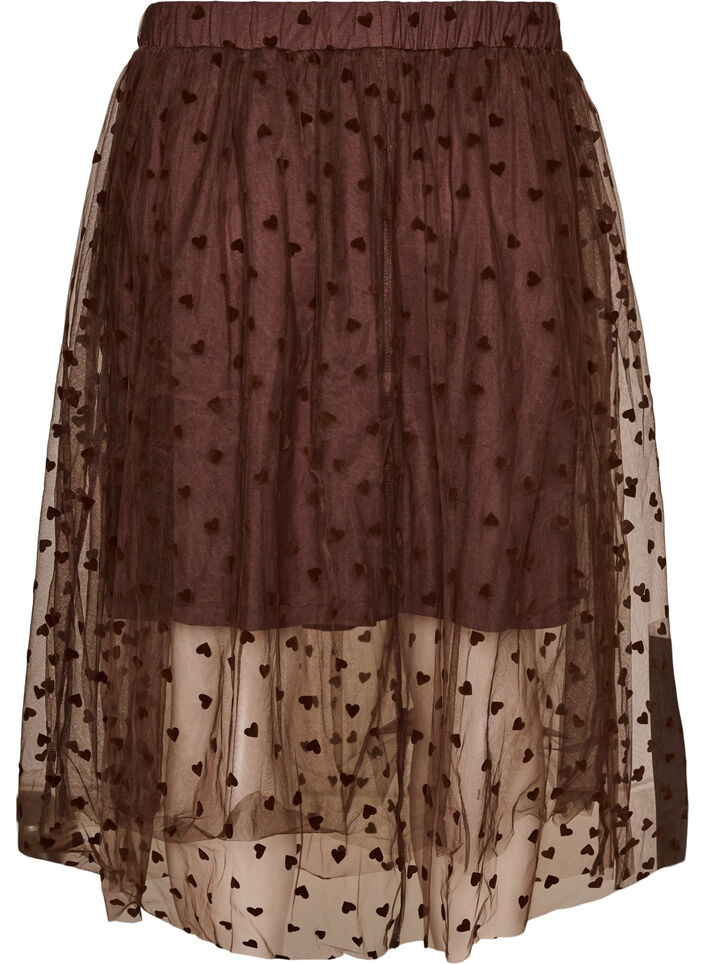 Midi tulle skirt with hearts, Brown, Packshot image number 1