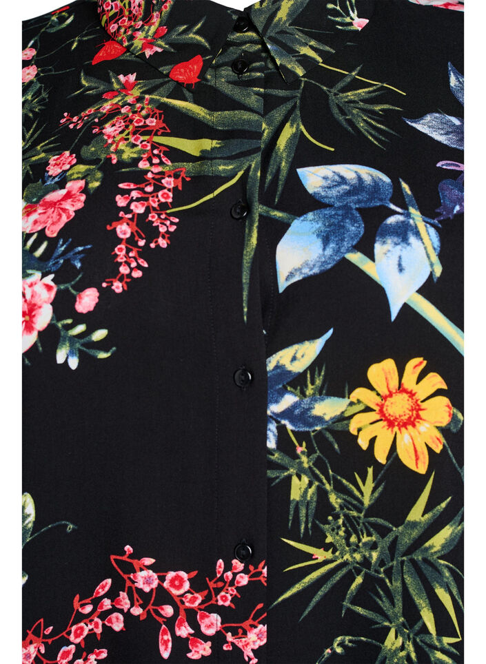 Loose-fitting long shirt in viscose, Black, Packshot image number 2