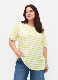 Striped cotton t-shirt, Wild Lime Stripes, Model
