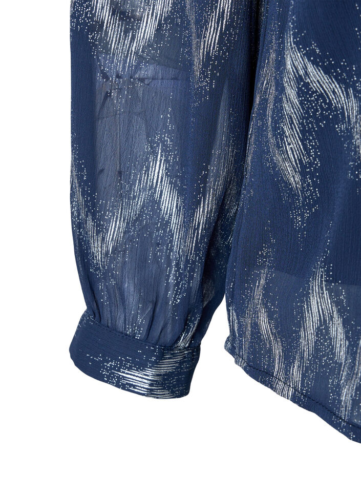 Printed blouse with v-neckline, Blue, Packshot image number 2