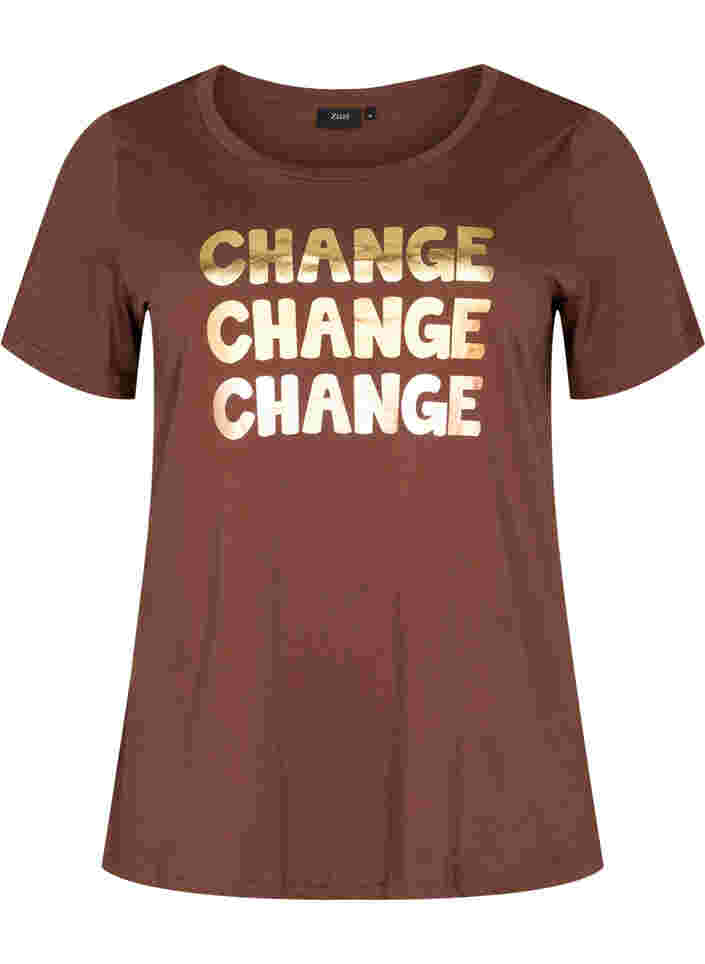 Short-sleeved cotton t-shirt, Chestnut Change, Packshot image number 0