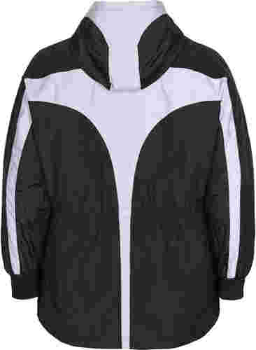 Sports jacket with reflective details and adjustable waist, Black w. Reflex, Packshot image number 1