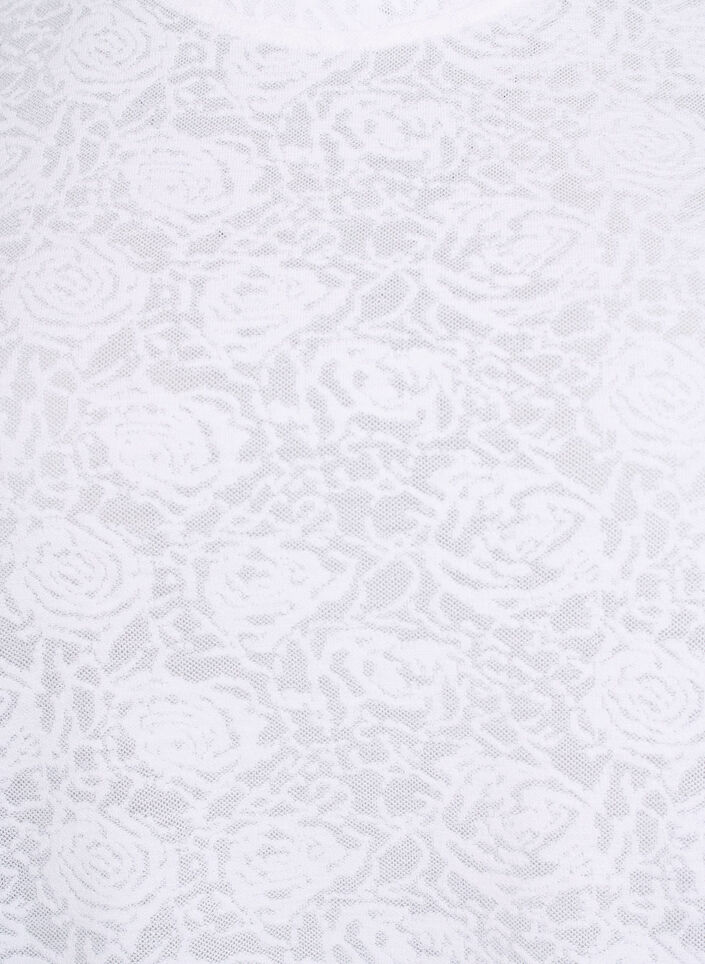 Short-sleeved blouse with rose patterned texture, White, Packshot image number 2