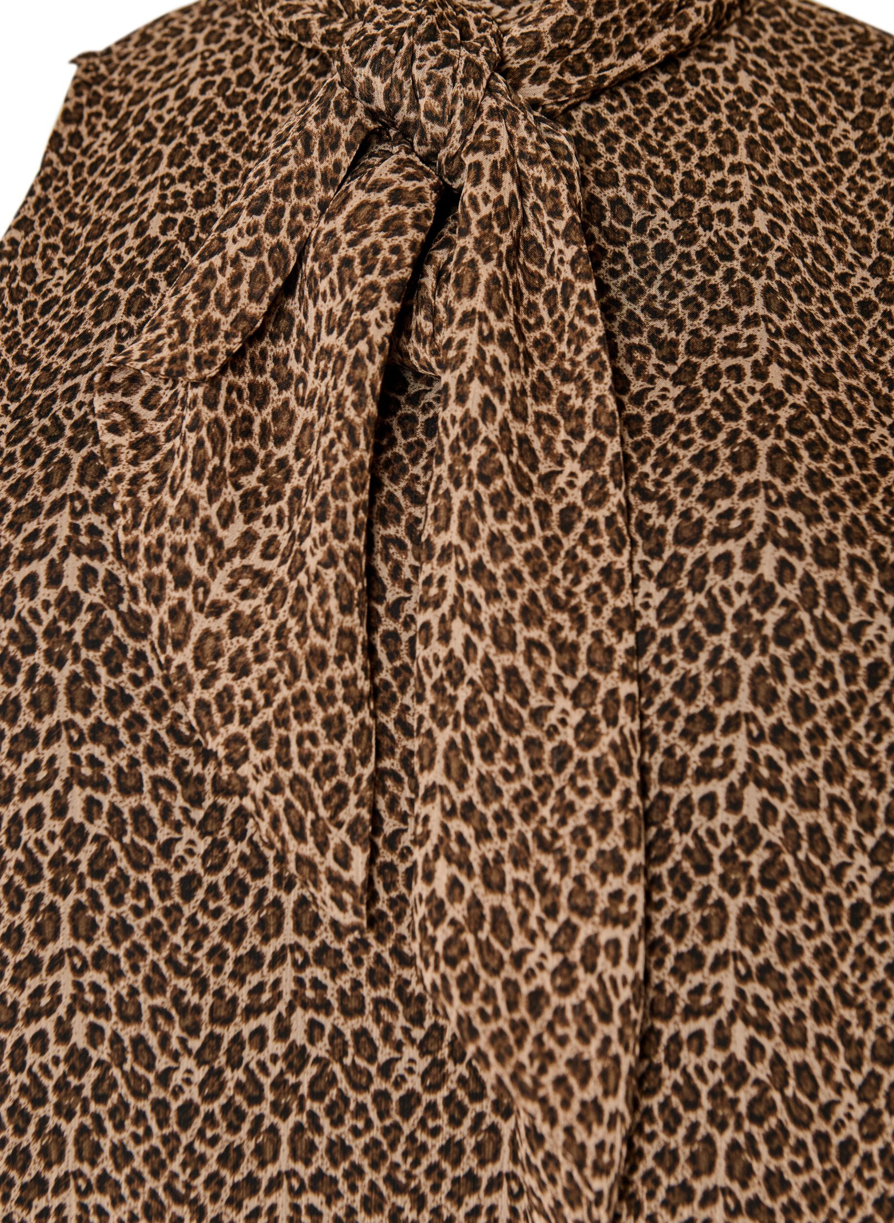 ZizzifashionMidi dress in chiffon with leopard print and a tie-waist, Brown, Packshot image number 2