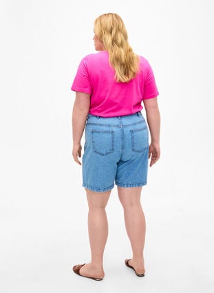 High waist denim shorts, Light Blue Denim, Model image number 1