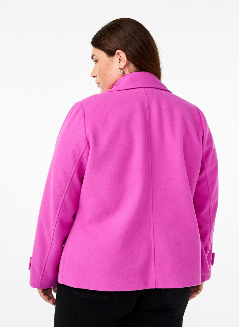 Short wool-look coat with pockets, Purple Orchid, Model image number 1