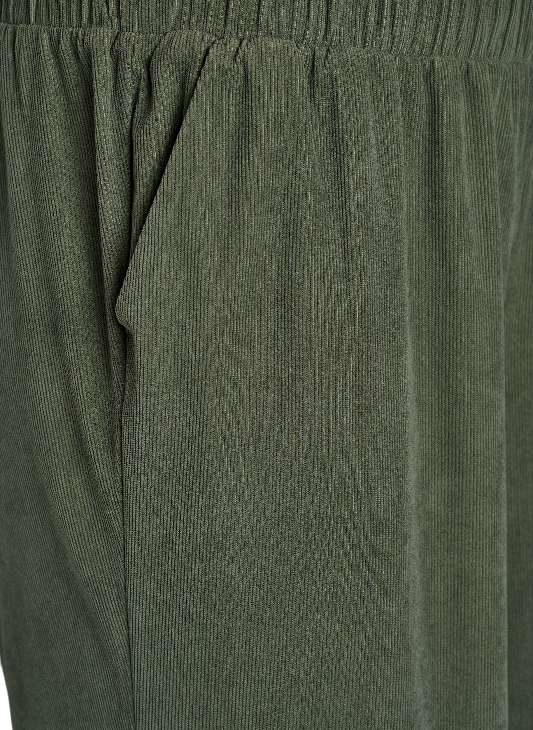 Zizzifashion Velvet trousers with a wide leg, Green, Packshot image number 2