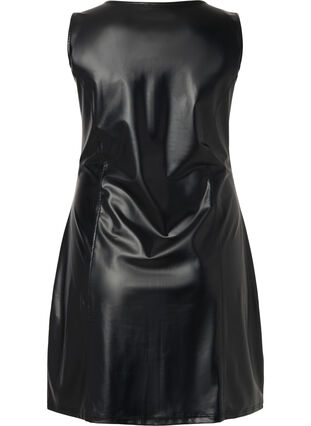 Faux leather dress with zip, Black, Packshot image number 1