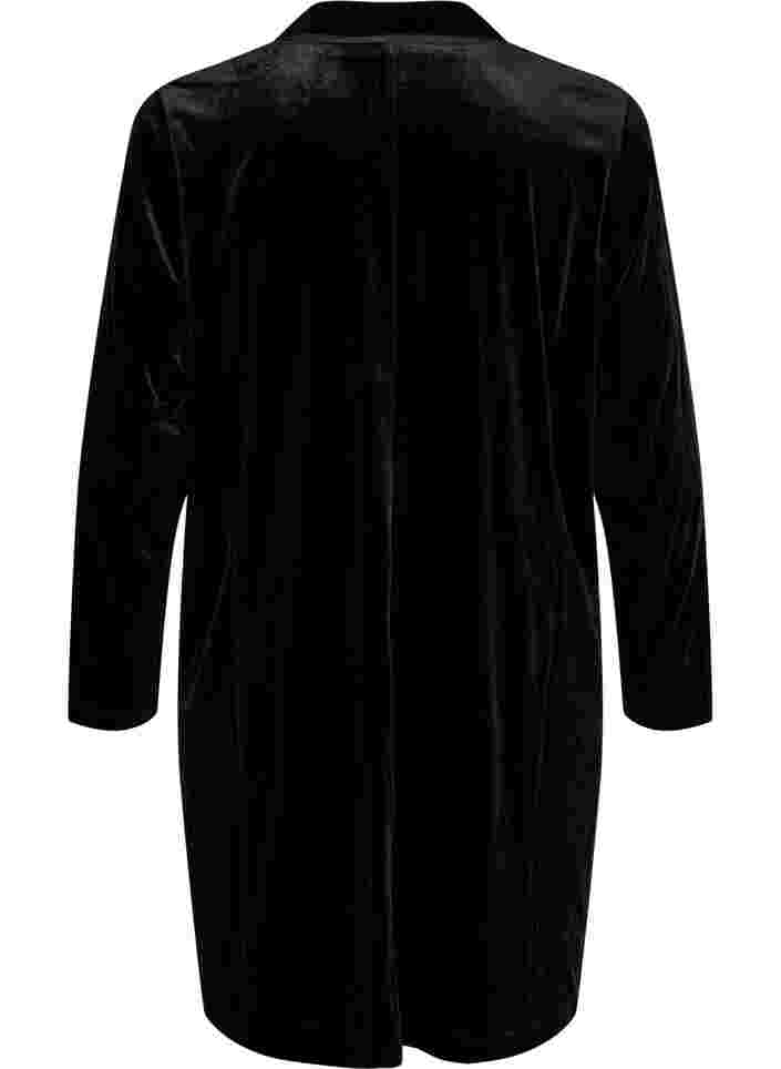 Long blazer in velour, Black, Packshot image number 1