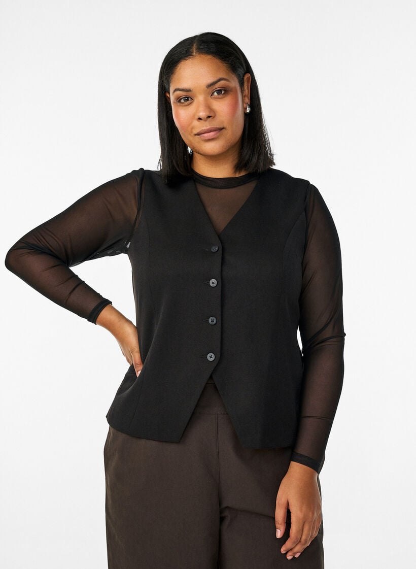 Waistcoat with button closure, Black, Model image number 0