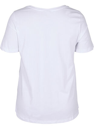 Short-sleeved cotton t-shirt with print, Bright White LOVE, Packshot image number 1