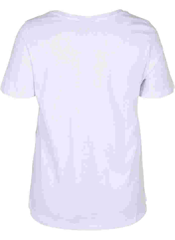 Short-sleeved cotton t-shirt with print, Bright White LOVE, Packshot image number 1