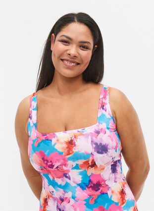 Swimsuit with print, Pink Flower, Model image number 2