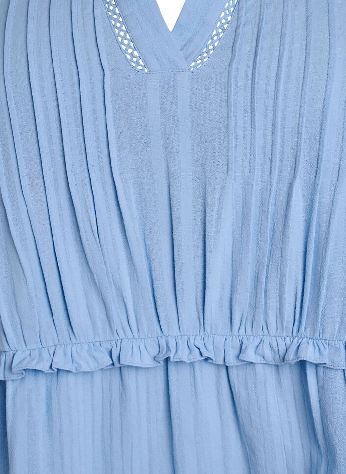 3/4 sleeve cotton dress with ruffles, Light Blue, Packshot image number 2