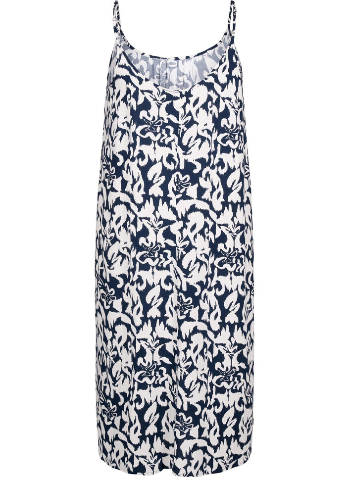 Viscose strap dress with print, Navy Bl. Ethnic AOP, Packshot image number 1
