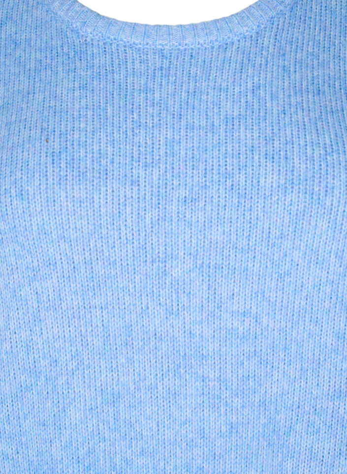Long-sleeved knitted jumper with wool and a round neck, Della R. Blue Mel., Packshot image number 2