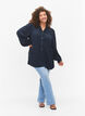 Long-sleeved shirt blouse in viscose, Total Eclipse, Model image number 2